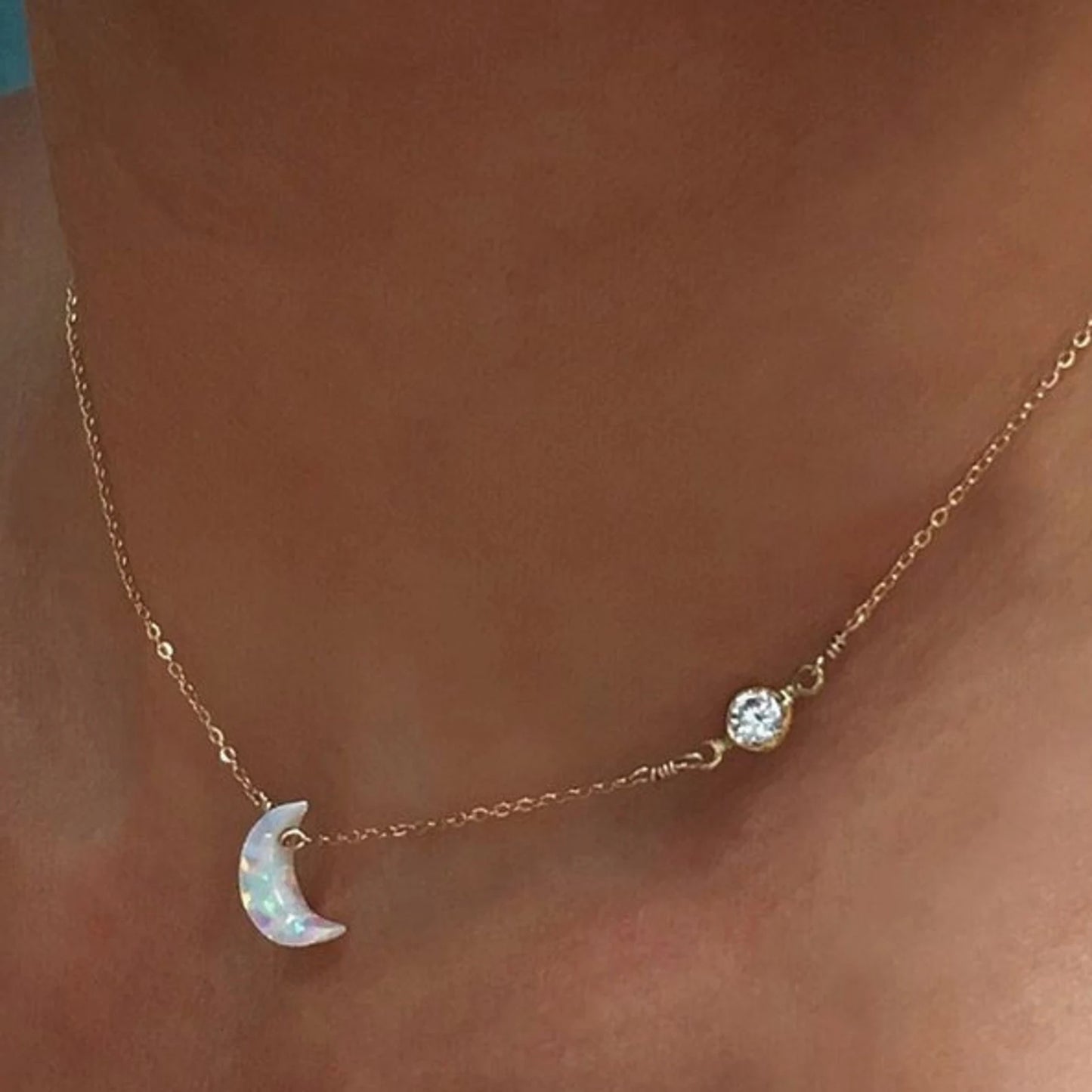 Opal Moon and Star Choker